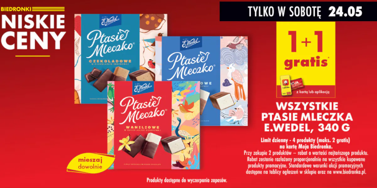 Biedronka: 1+1 GRATIS na Ptasie Mleczko E. Wedel