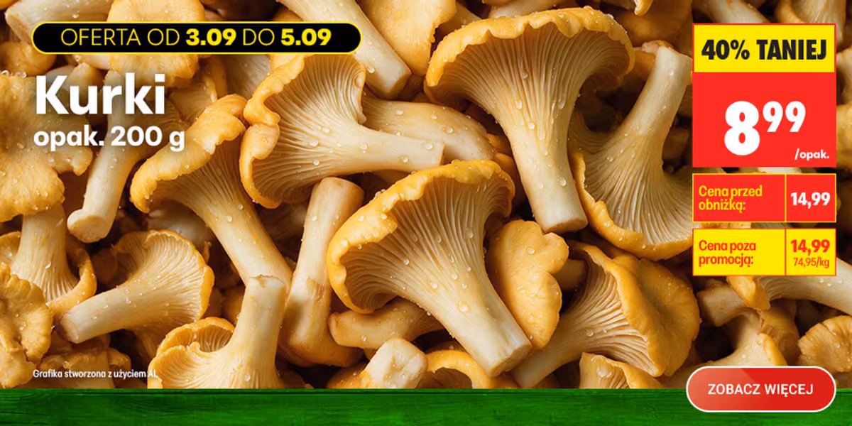Biedronka: -40% na kurki, opak. 200 g