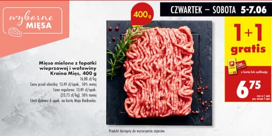 Biedronka: 1+1 GRATIS na mięso mielone z łopatki 05.06.2025