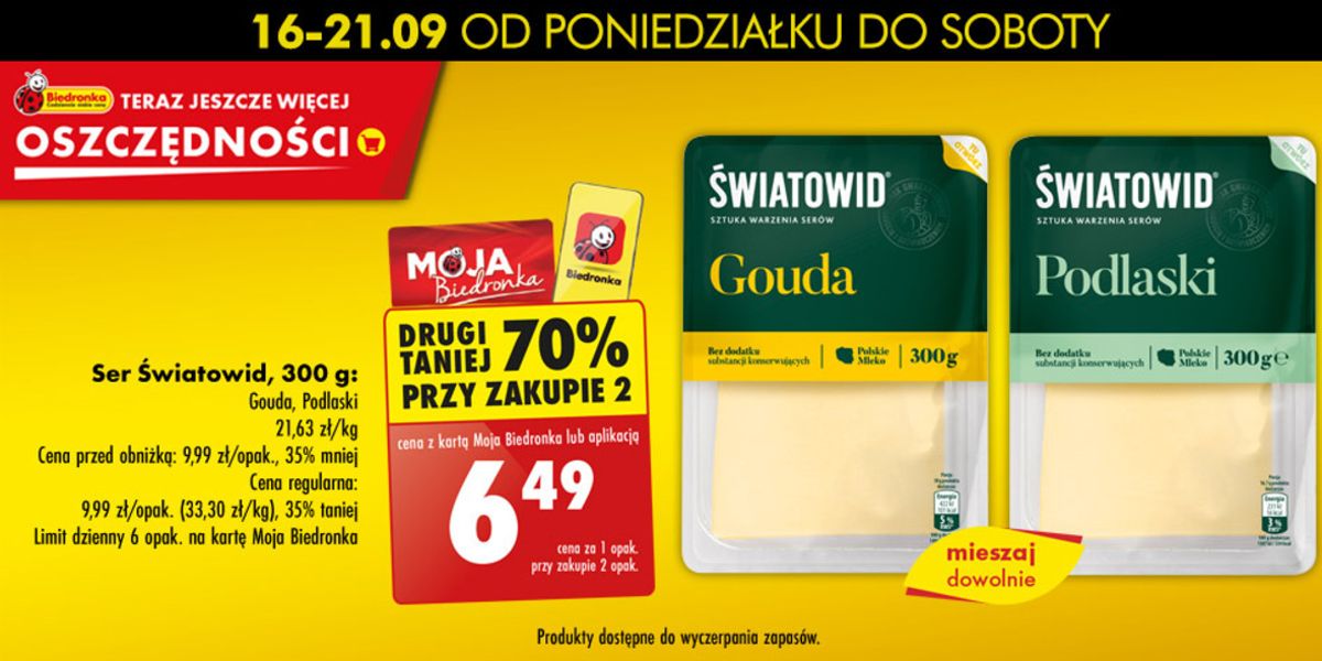 Biedronka: -70% na ser Światowid, 300 g