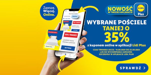 Lidl: KUPON -35% na wybrane pościele 16.09.2024