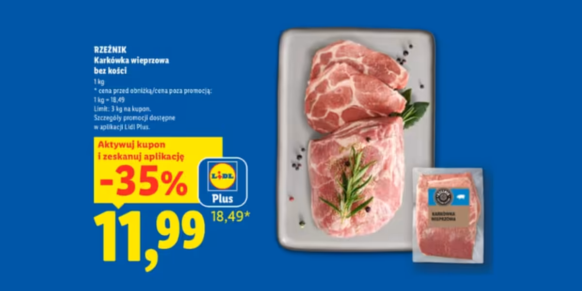 Lidl: KUPON -35% na karkówkę wieprzową