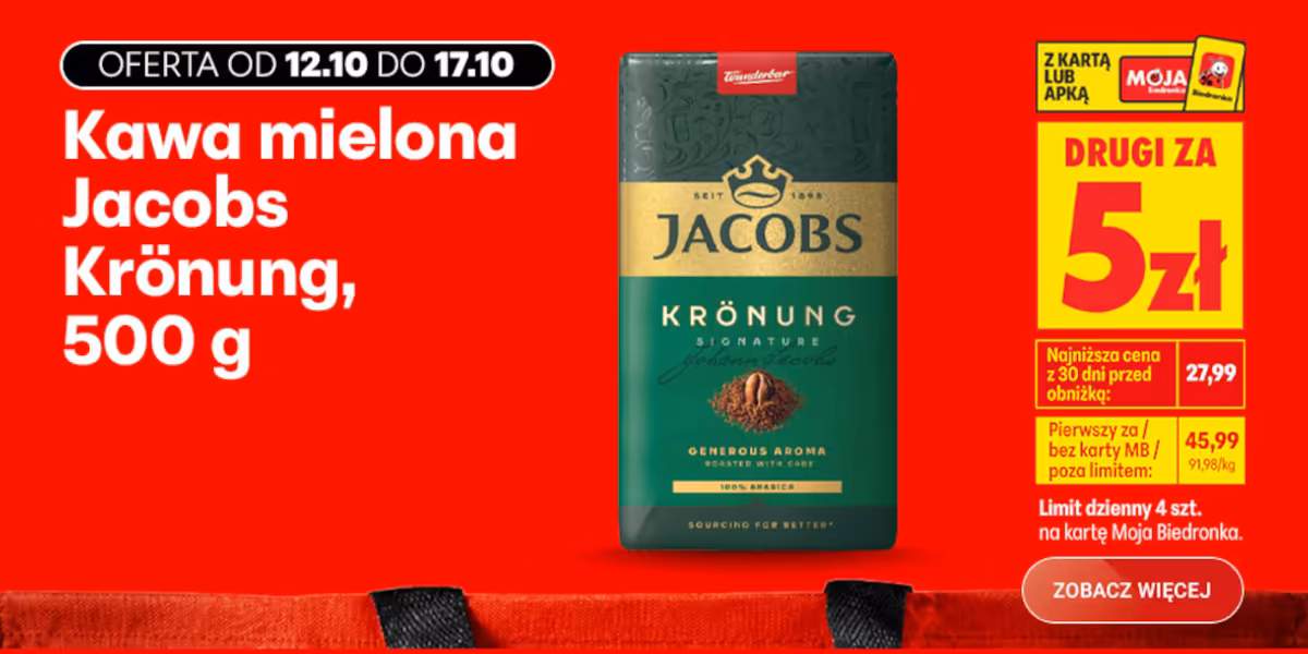 Biedronka: 5 zł za kawę Jacobs Krönung