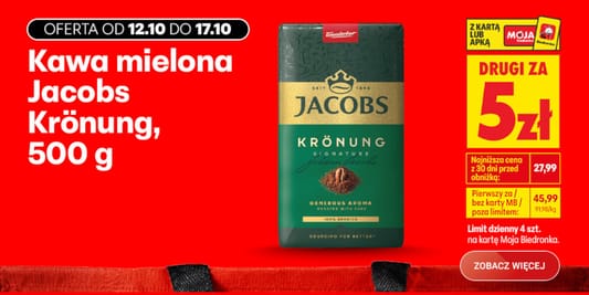 Biedronka: 5 zł za kawę Jacobs Krönung 12.10.2026