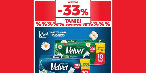 Kaufland: -33% na papier toaletowy Velvet 12.09.2024