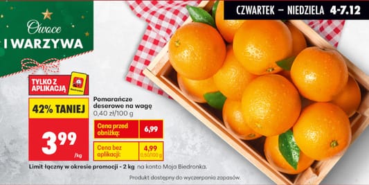 Biedronka: -42% na pomarańcze deserowe 04.12.2025