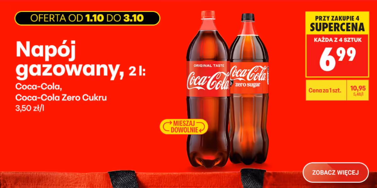 Biedronka: 6,99 zł za napój gazowany Coca-Cola lub Coca-Cola Zero