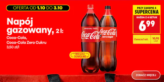 Biedronka: 6,99 zł za napój gazowany Coca-Cola lub Coca-Cola Zero 01.10.2026