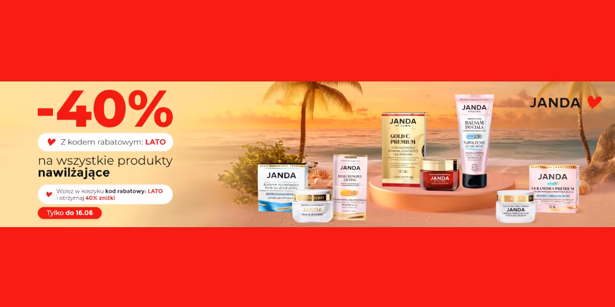 JANDA: KOD rabatowy -40% na wszystkie produkty nawilżające