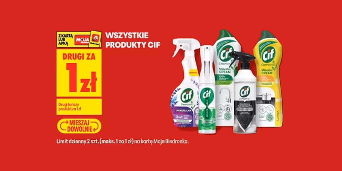 Biedronka: 1 zł za wszystkie produkty Cif - drugi produkt