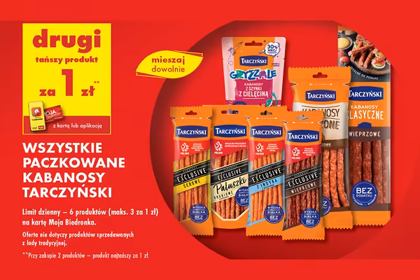 : 1 zł za kabanosy Tarczyński - drugi tańszy produkt