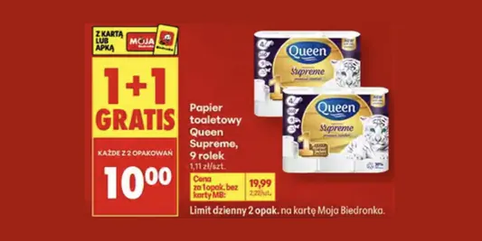 Biedronka: 1+1 GRATIS na papier Queen Supreme 06.02.2026