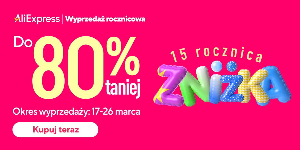 AliExpress: KOD rabatowy Do -70$ i rabaty do -80% 17.03.2025