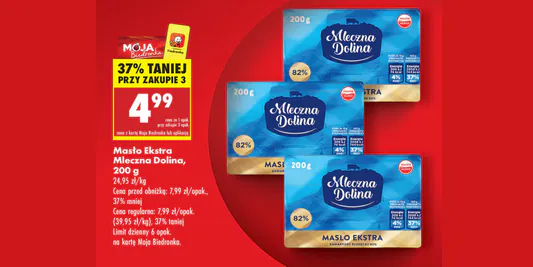 Biedronka: -37% na masło Ekstra Mleczna Dolina 08.05.2025