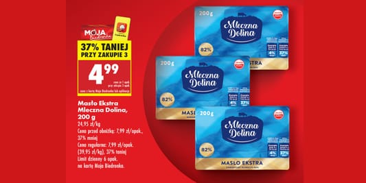 Biedronka: -37% na masło Ekstra Mleczna Dolina 08.05.2025