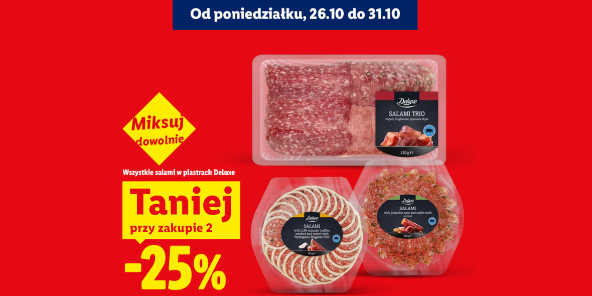Lidl: -25% na wszystkie salami w plastrach Deluxe
