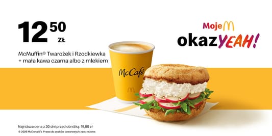 McDonald's: 12,50 zł McMuffin® Twarożek i Rzodkiewka + mała kawa 29.12.2025
