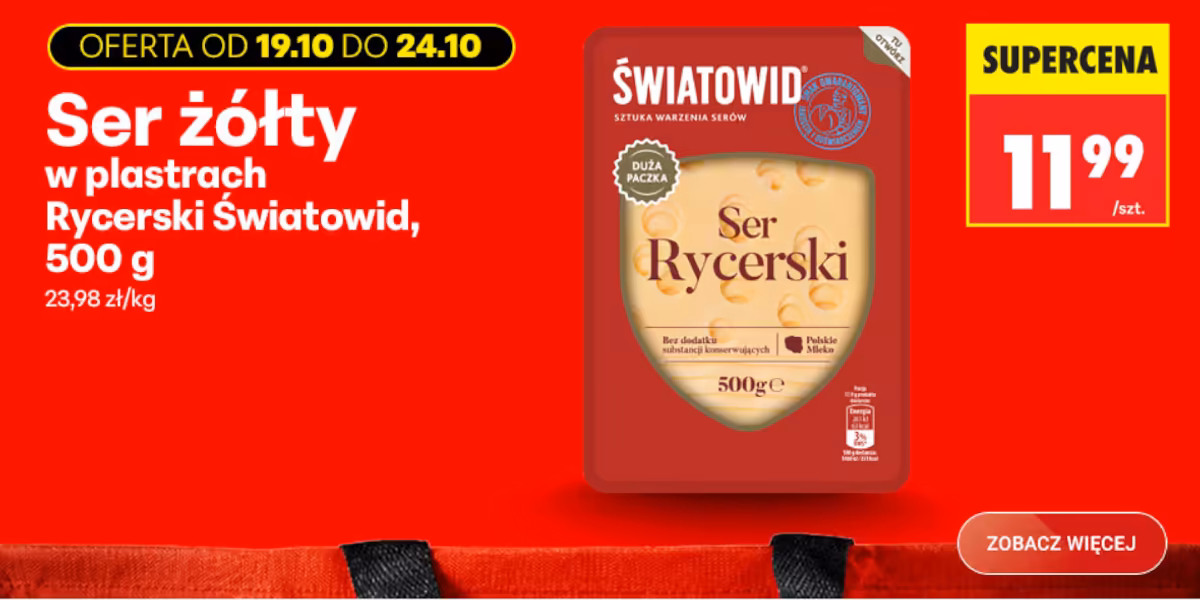 Biedronka: 11,99 zł za ser żółty Rycerski Światowid