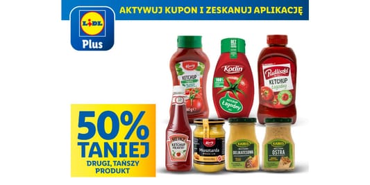 Lidl: KUPON -50% na ketchupy i musztardy 30.04.2025