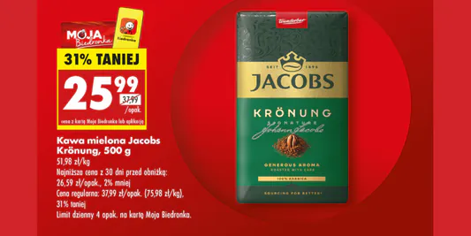 Biedronka: -31% na kawę mieloną Krönung Jacobs 12.05.2025