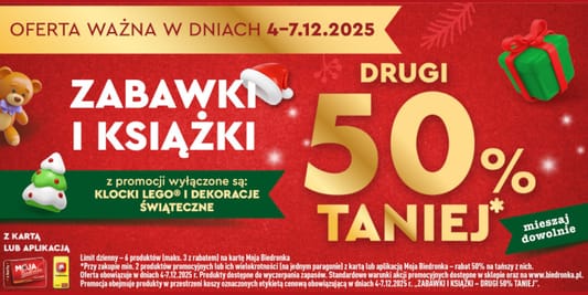 Biedronka: -50% na zabawki i książki 04.12.2025