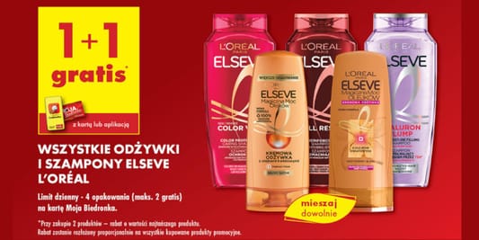 Biedronka: 1+1 GRATIS na wszystkie szampony i odżywki Elseve 03.06.2025