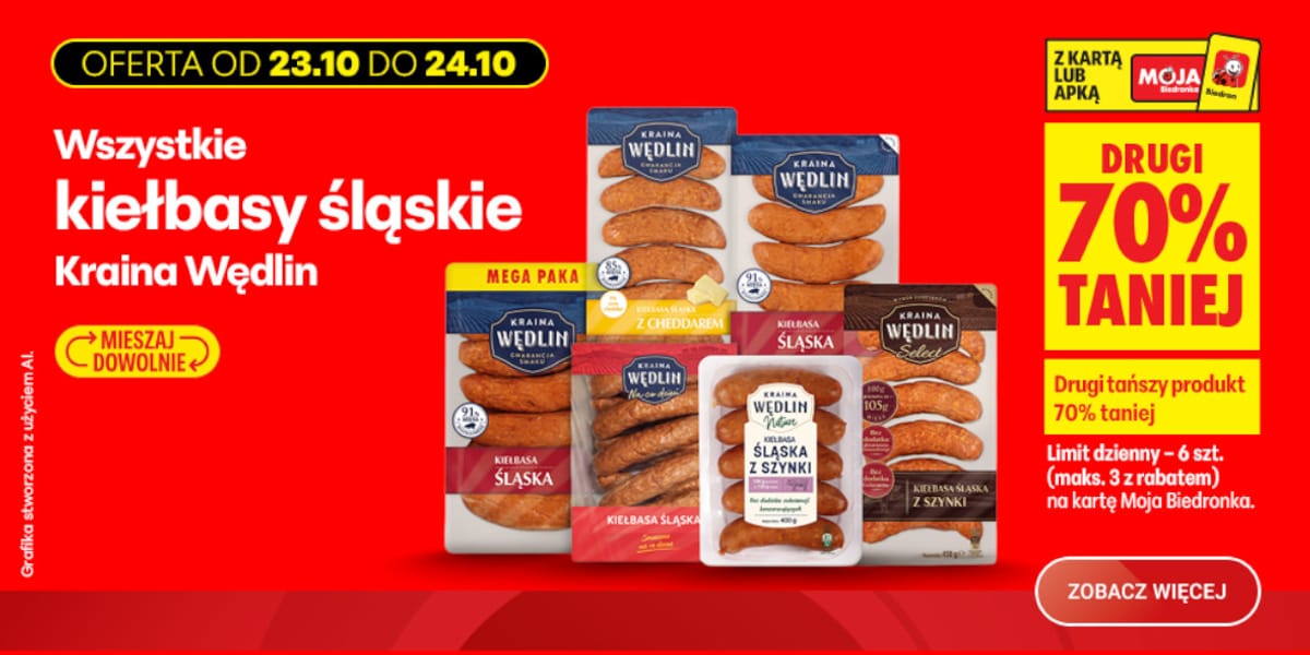 Biedronka: -70% na wszystkie kiełbasy śląskie