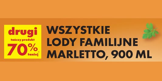 Biedronka: -70% na wszystkie lody familijne Marletto 29.04.2025