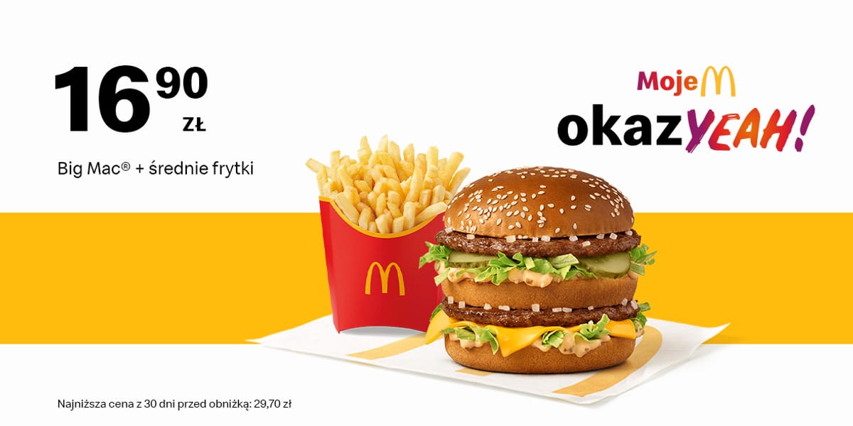 McDonald's: 16,90 zł BigMac® + średnie frytki