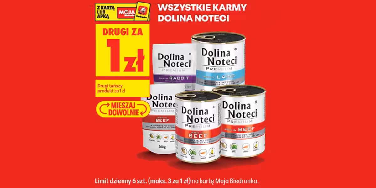 Biedronka: 1zł za wszystkie karmy Dolina Noteci