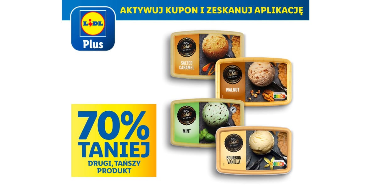 Lidl: KUPON -70% na lody Bon Gelati 30.04.2025