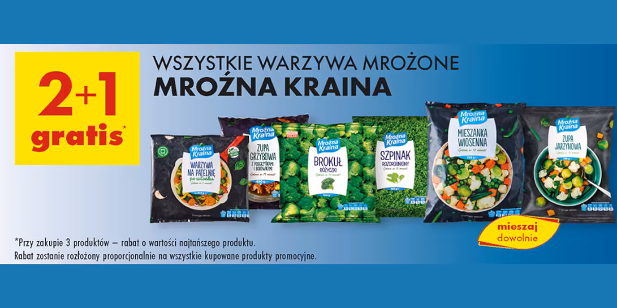 Biedronka: 2+1 GRATIS na wszystkie warzywa mrożone Mroźna Kraina