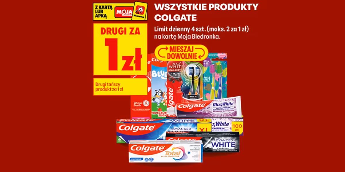 Biedronka: 1 zł za drugi produkt Colgate