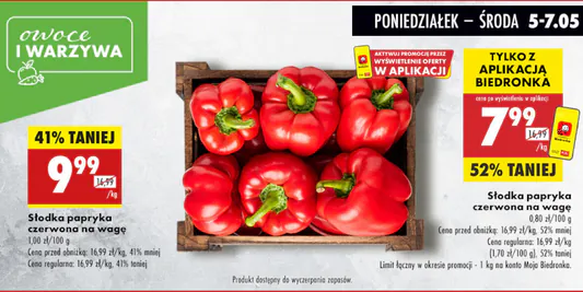 Biedronka: Do -52% na słodką paprykę czerwoną 05.05.2025