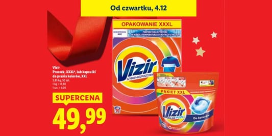 Lidl: SUPERCENA na proszek Vizir 04.12.2025