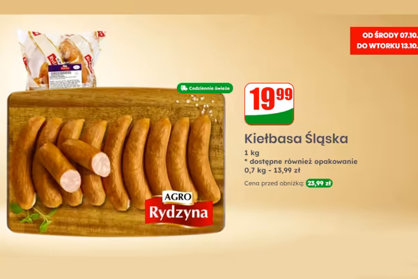 Dino: 19,99 zł za Kiełbasę Śląską, 1 kg