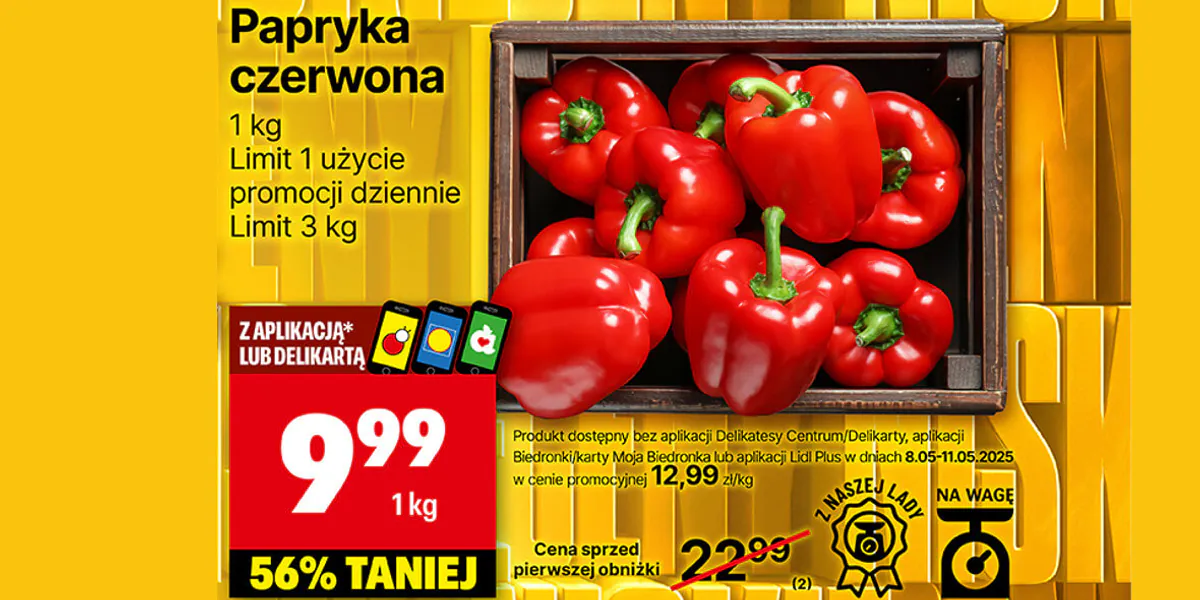 Delikatesy Centrum: 9,99 zł/kg na paprykę czerwoną