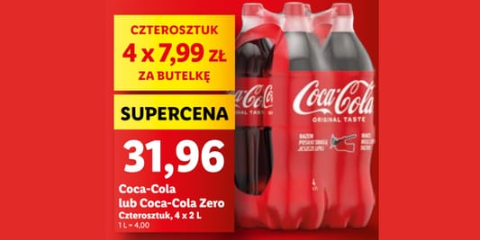 Lidl: 31,96 zł za 4-pak napoju Coca-Cola lub Coca Cola Zero 19.05.2025