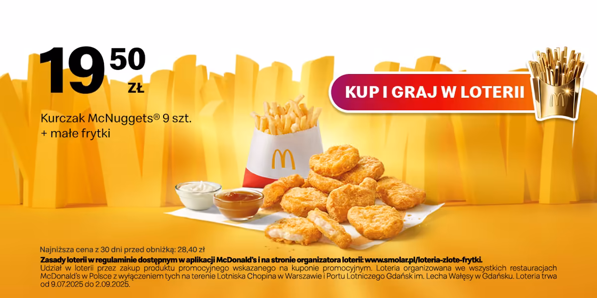 McDonald's: 19,50 zł Kurczak McNuggets® 9 szt. + małe frytki