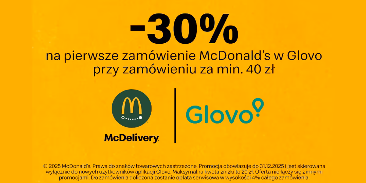 McDonald's: -30% na zamówienie z Glovo