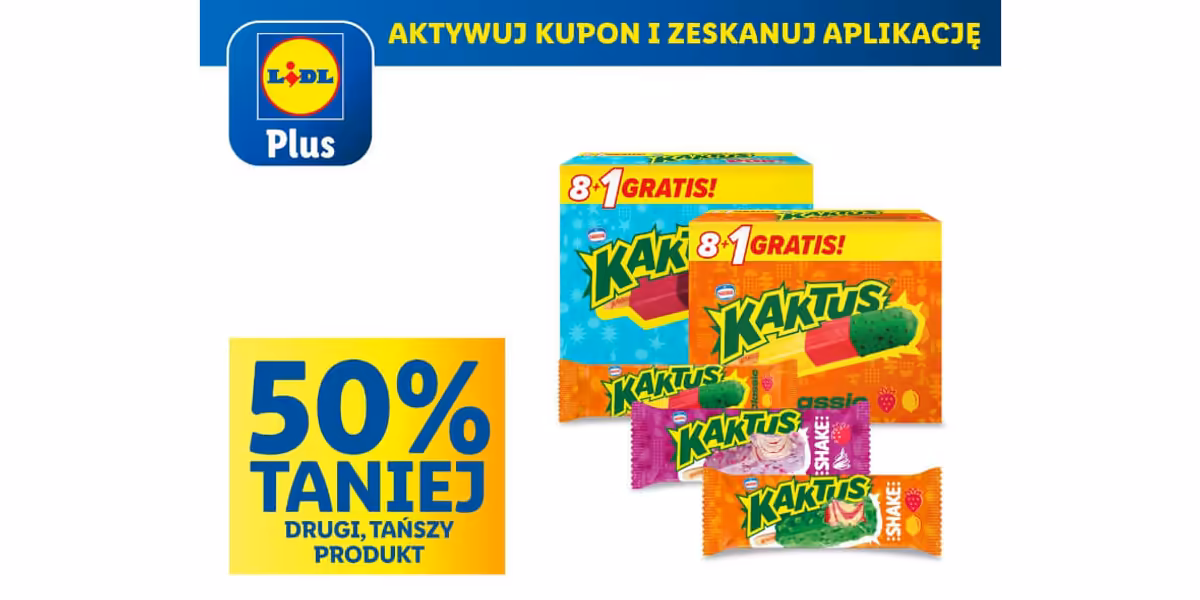 Lidl: KUPON -50% na lody Kaktus