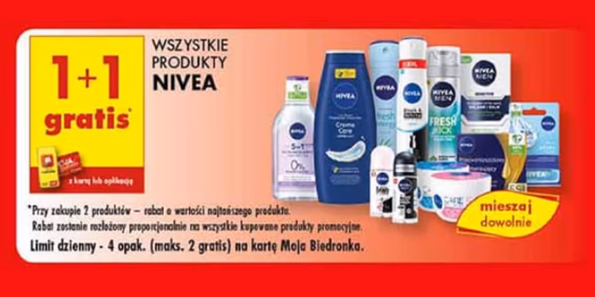 Biedronka: 1+1 GRATIS na wszystkie produkty Nivea