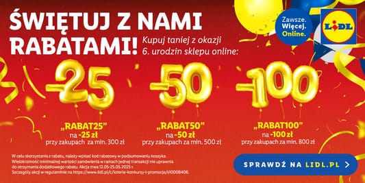 Lidl: KOD rabatowy Do -100 zł na Twoje zakupy 12.05.2025