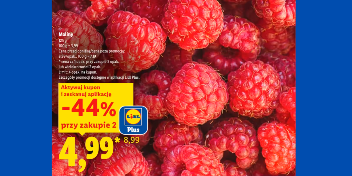 Lidl: KUPON -44% na maliny