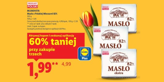 Lidl: KUPON -60% na masło z Polskiej Mleczarni 16.03.2026