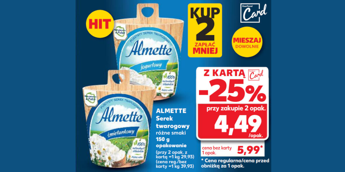 Kaufland: -25% na serek twarogowy Almette 05.06.2025