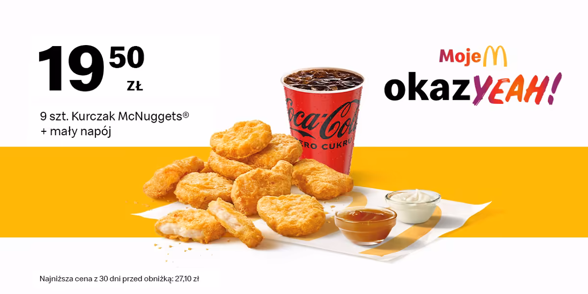 McDonald's: 19,50 zł McNuggets® 9 szt. + mały napój