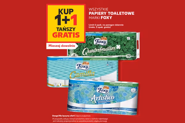 Kaufland: 1+1 GRATIS na wszystkie papiery toaletowe Foxy