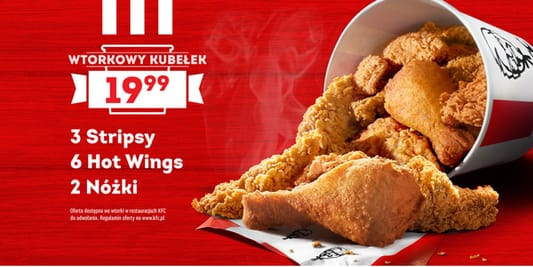 KFC: 19,99 zł za wtorkowy kubełek w KFC 01.10.2024