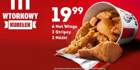 KFC: 19,99 zł za wtorkowy kubełek w KFC 01.01.0001